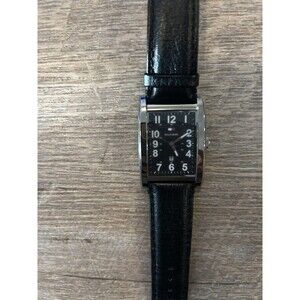 Tommy Hilfiger Tank Watch Black Dial Leather Strap Th.142.1.25.1107 Untested